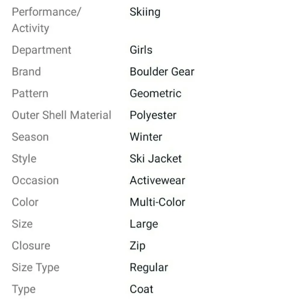 Boulder Gear Ski Snowboard Jacket Youth or XS Womens